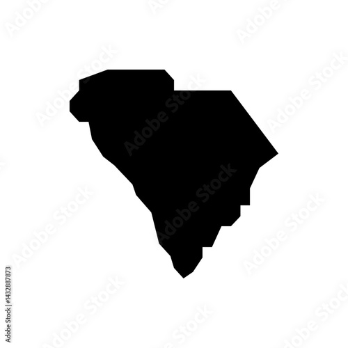 A black silhouette of south carolina state map against a white background in a simple and clean style design