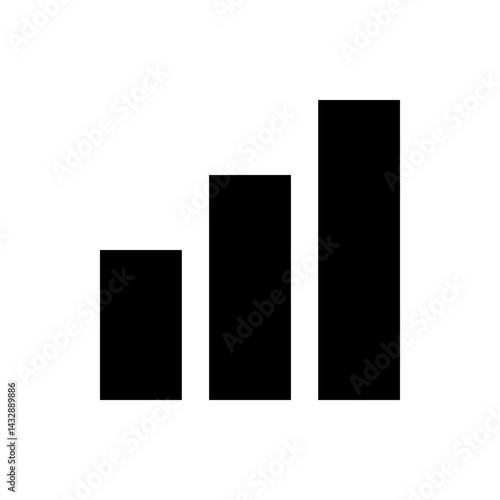 Black bars ascending in height representing a signal strength or a growing trend on a white background