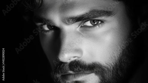 Close-up portrait of a man with intense gaze