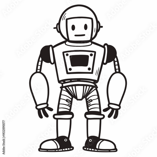 Minimalist vector icon of a humanoid robot, symbolizing AI and technology.