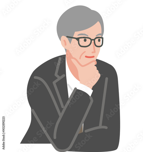 考え込むシニア男性