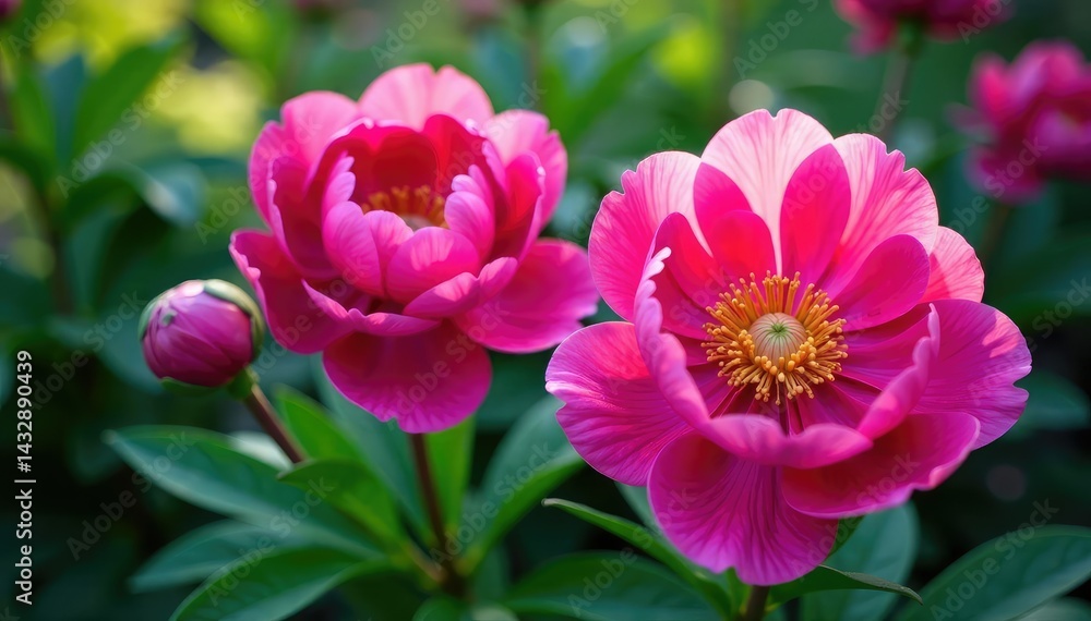 Bold, oversized peonies in vibrant hues, lush leaves , flower, surface pattern, lush Bold, oversized peonies in vibrant hues, lush leaves , flower, surface pattern, lush