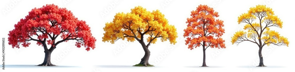 Obraz premium Branches of trees isolated on white background, branch, isolation