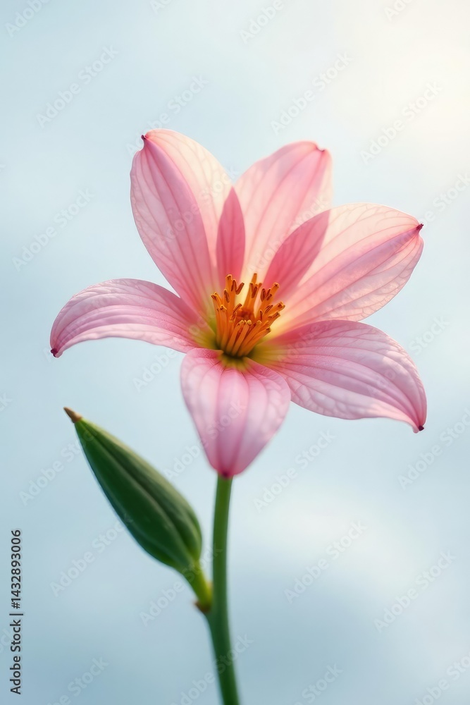 Delicate flower petals unfolding on a snowy white background, isolated, bloom Delicate flower petals unfolding on a snowy white background, isolated, bloom