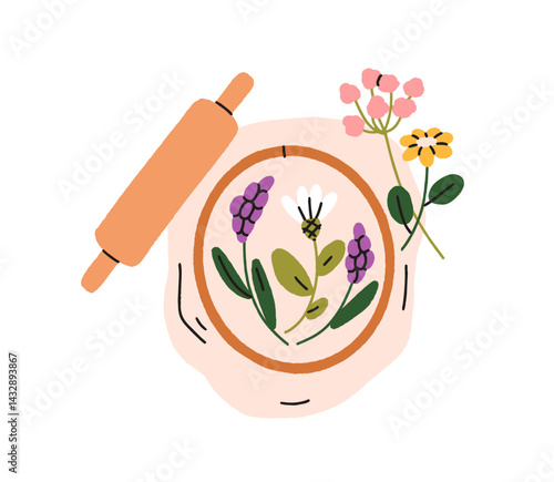 Pressing flowers for herbarium. Botanical craft, preserving floral plants wit...