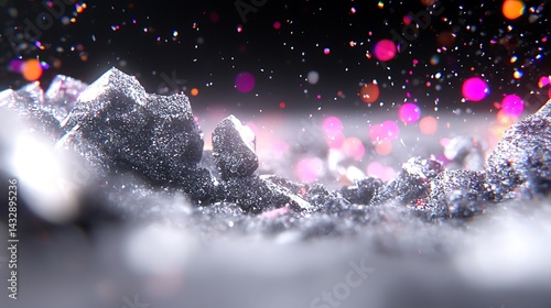 Abstract Glittering Landscape with Colorful Bokeh