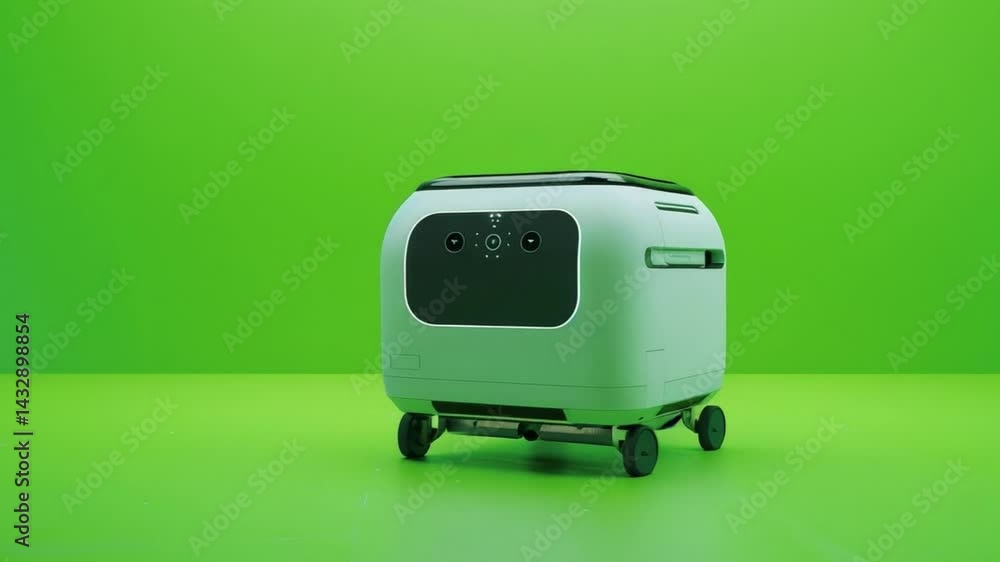Smart Delivery Bot: A sleek, modern delivery robot, designed with a focus on functionality and efficiency, ready to navigate a new era of automation and convenience. Smart Delivery Bot: A sleek, modern delivery robot, designed with a focus on functionality and efficiency, ready to navigate a new era of automation and convenience.
