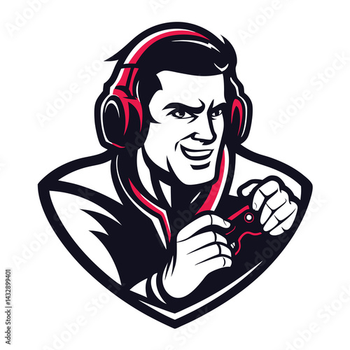 Gamer with headphones and controller