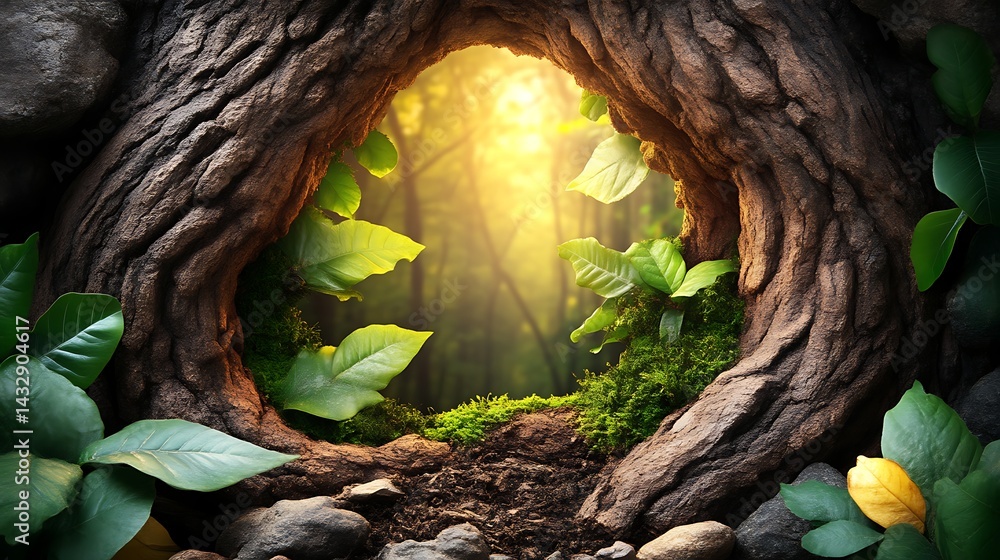 Obraz premium Forest View Through Tree Trunk