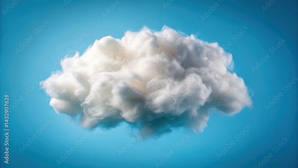 Naklejka premium Cloud Made of Cotton Wool in Sky Blue Background, gentle, light, gentle, light, dreamy,soft, ethereal