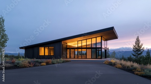 Wallpaper Mural Modern house exterior with glass wall Torontodigital.ca