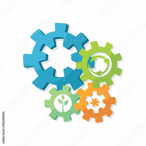 Interlocking gears symbolizing NGO volunteer cooperation, teamwork