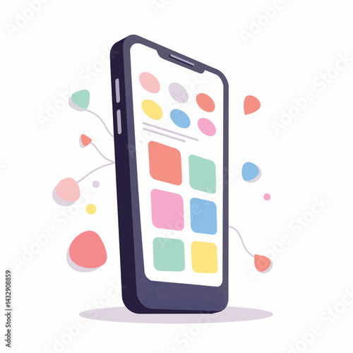 Modern smartphone showcasing apps with vibrant design, tech connectivity