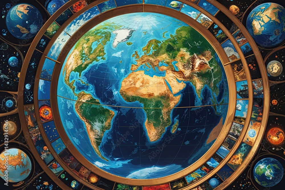 Obraz premium Captivating Illustration of the Globe Showcasing Globalization Culture and Interaction