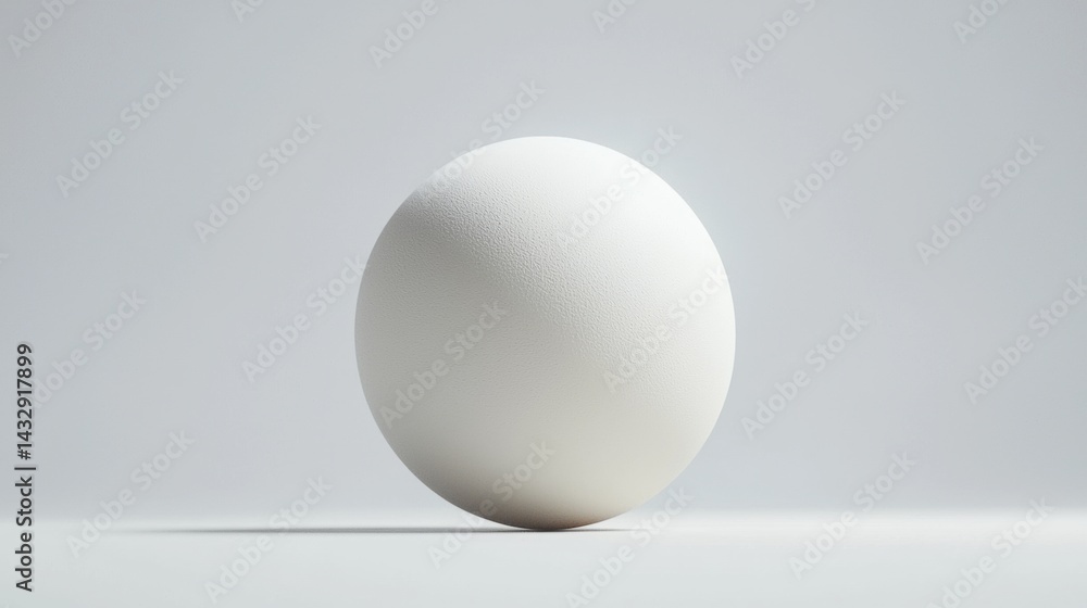 A white egg sits on a white surface against a light gray background. A white egg sits on a white surface against a light gray background.