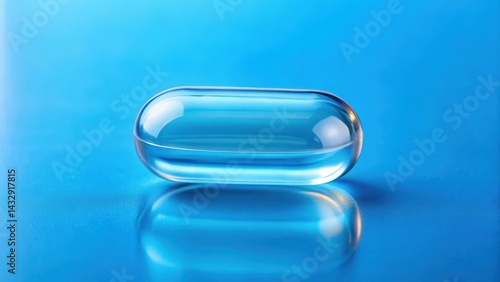 Obraz na płótnie Soft gel capsule isolated on vibrant blue background w salonie