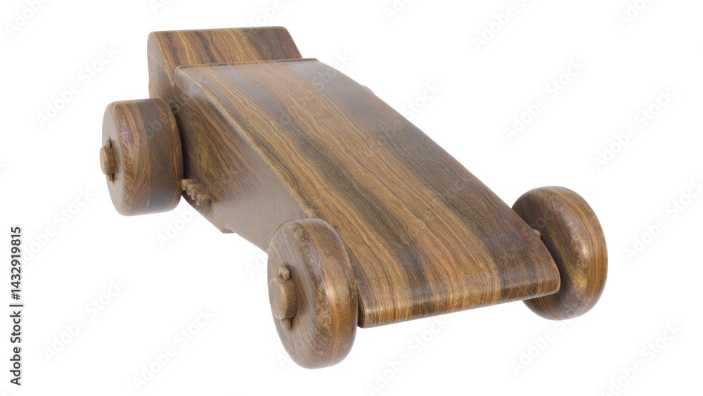 3d render of a wooden children's car on a light background. 3d render. 3d render of a wooden children's car on a light background. 3d render.