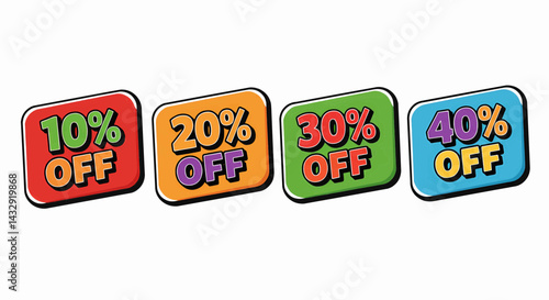 The image is a digital illustration designed with bold, cartoonish letters of percentages, presented in a flat, vector-like style, with clean lines and no visible texture. Vector illustration