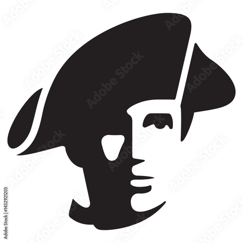 Beautiful portrait of a musketeer. On the head is a hat with feathers. French man in vintage uniform. History of France. Vector art illustration