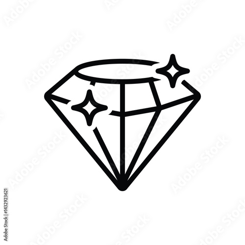Black line icon for diamond