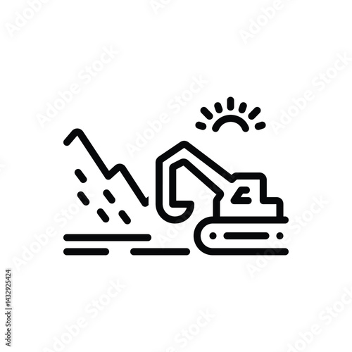 Black line icon for strip mining