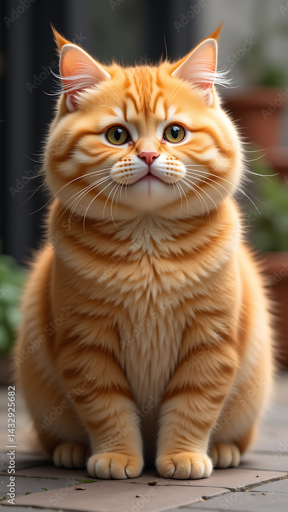 Obraz premium 3D illustration of an orange fat cat.