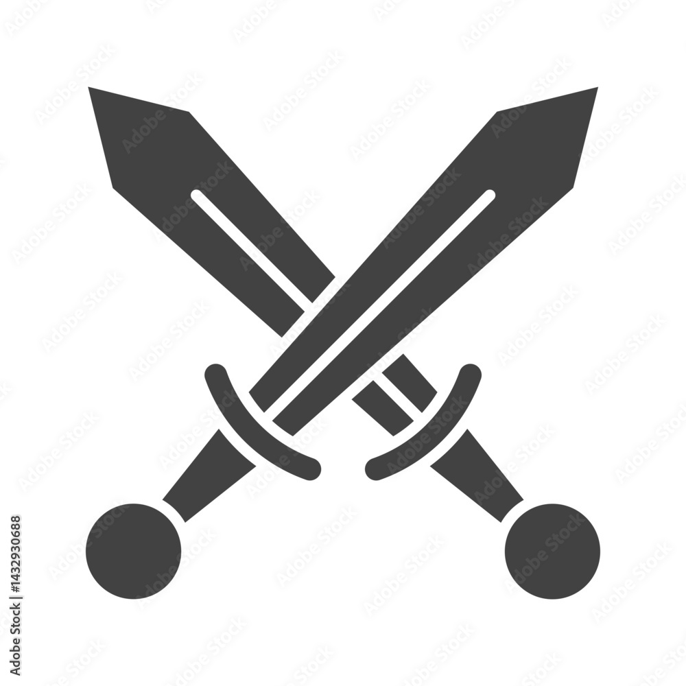 Swords icon vector image. Suitable for mobile apps, web apps and print media. Swords icon vector image. Suitable for mobile apps, web apps and print media.