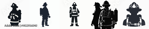 vector of firefighter silhouette.