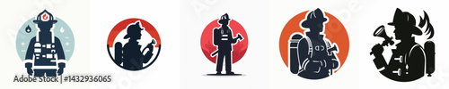 vector of firefighter silhouette.