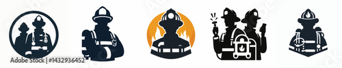 vector of firefighter silhouette.