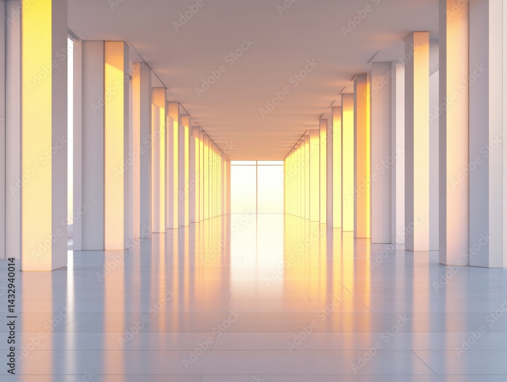 Obraz premium Hallway with bright sunlight shining through columns