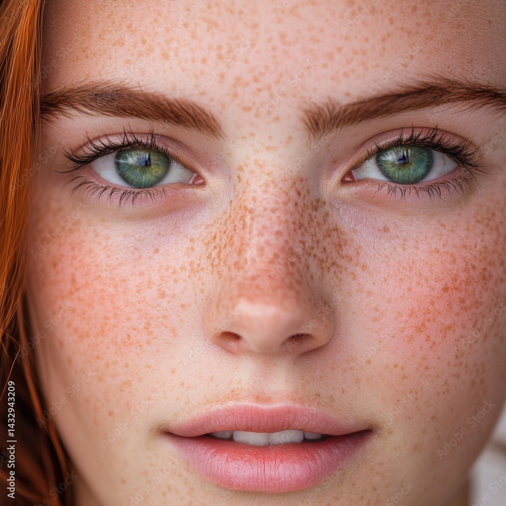 Close up of freckled face Close up of freckled face