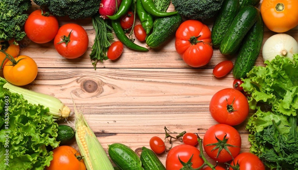 Top view of fresh organic vegetables 