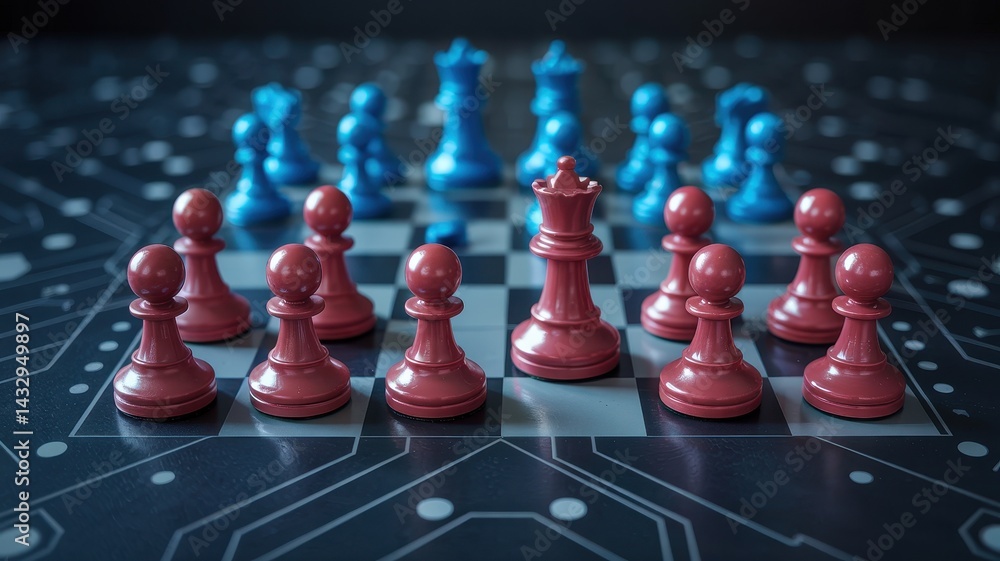 Strategic positioning of chess pieces on a circuit board .
