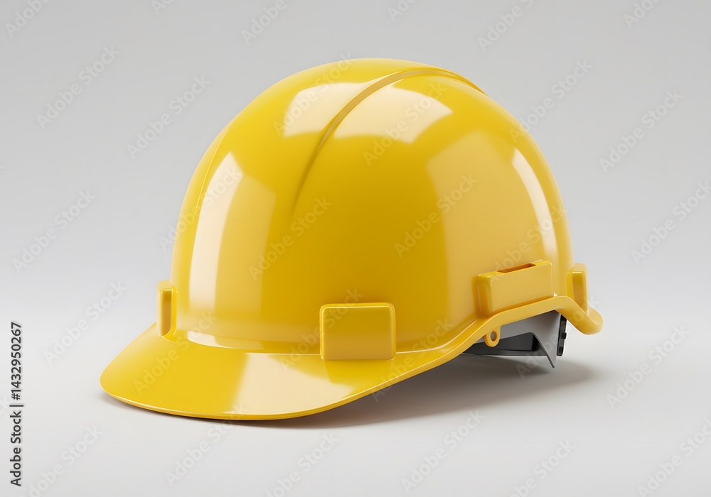Fototapeta premium Bright yellow safety helmet image for industrial and construction safety