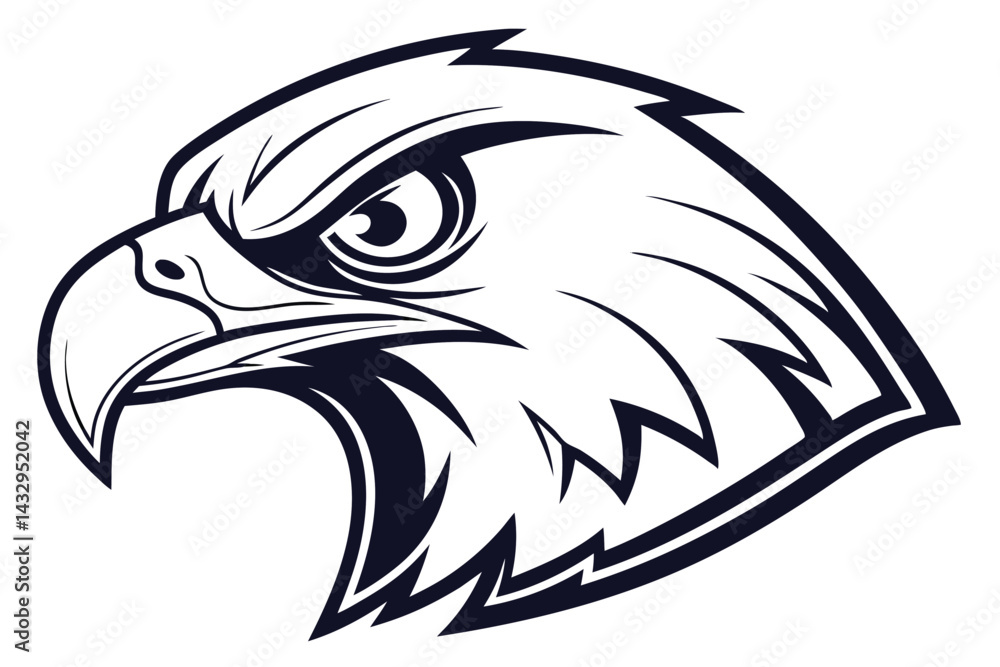 Obraz premium Bold Bald Eagle Head Profile Striking Monochrome Emblem With Sharp Lines & Intense Gaze
