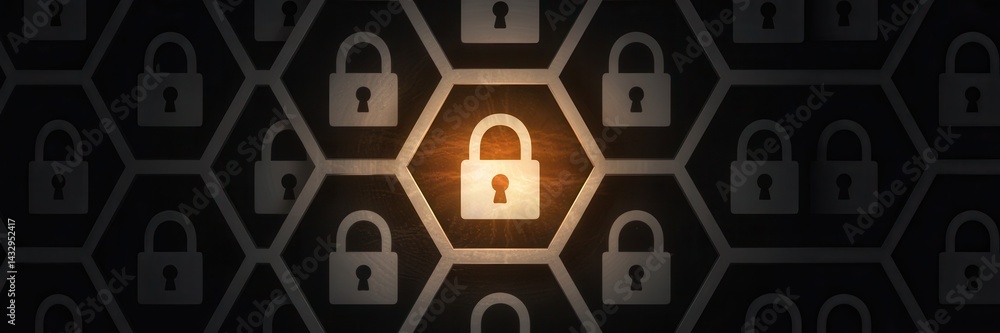 Network security lock pattern graphic design.