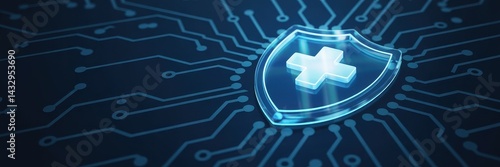 Obraz na płótnie Digital health protection symbol on circuit board w salonie
