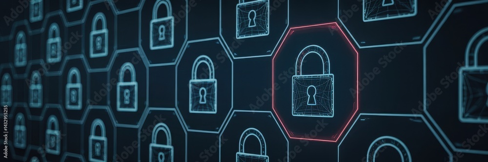 Digital lock security system illustration