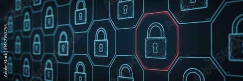 Digital lock security system illustration