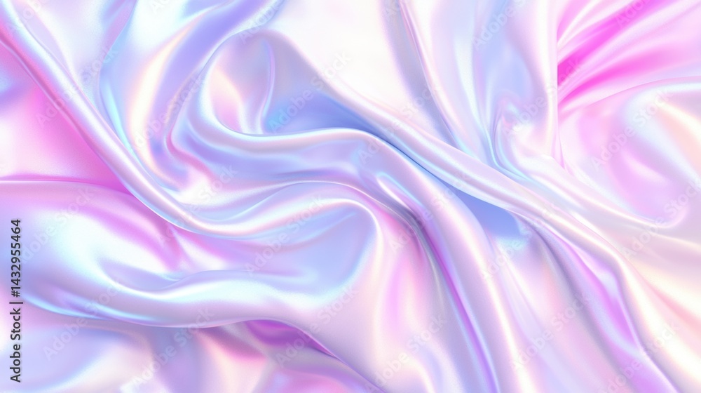 Obraz premium Flowing fabric with a gradient of pink and blue hues.