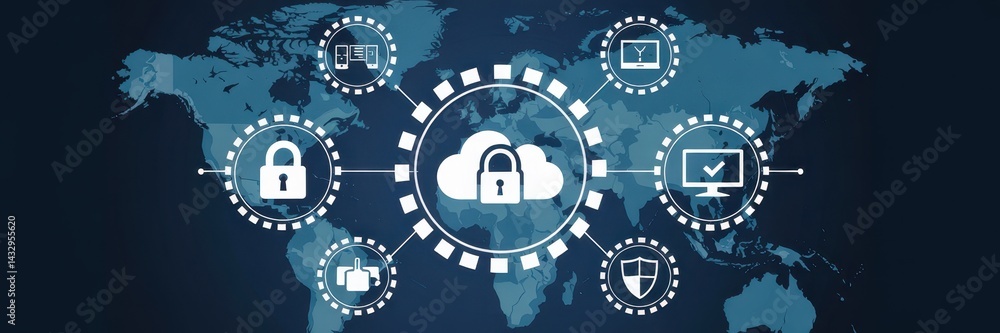 Global network security system illustration