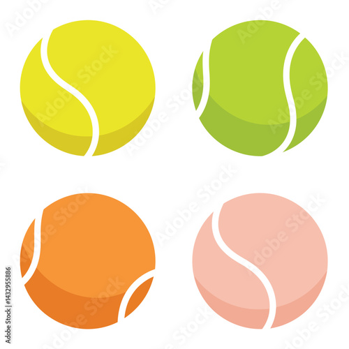 Set with tennis balls vector icons. Tennis balls yellow collection. Sport game.