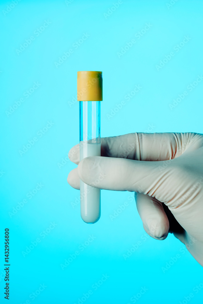 healthcare worker with a test tube with some semen