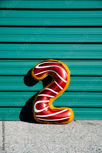 Obraz na płótnie foil balloon in the shape of number 2 outdoors w salonie