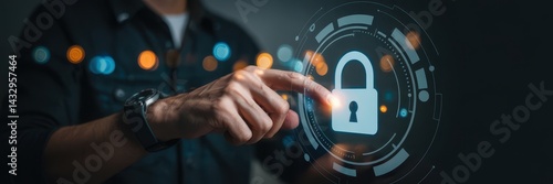 Obraz na płótnie Interactive digital lock security concept w salonie