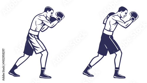 boxer Line Drawing Isolated on White Background Vector