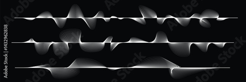 Digital sound equalizer . Audio signal frequency signal . Abstract flow linear fluid wavy shape . Acoustic volume lines .Curved lines pattern . Music sound wave . Vector illustration