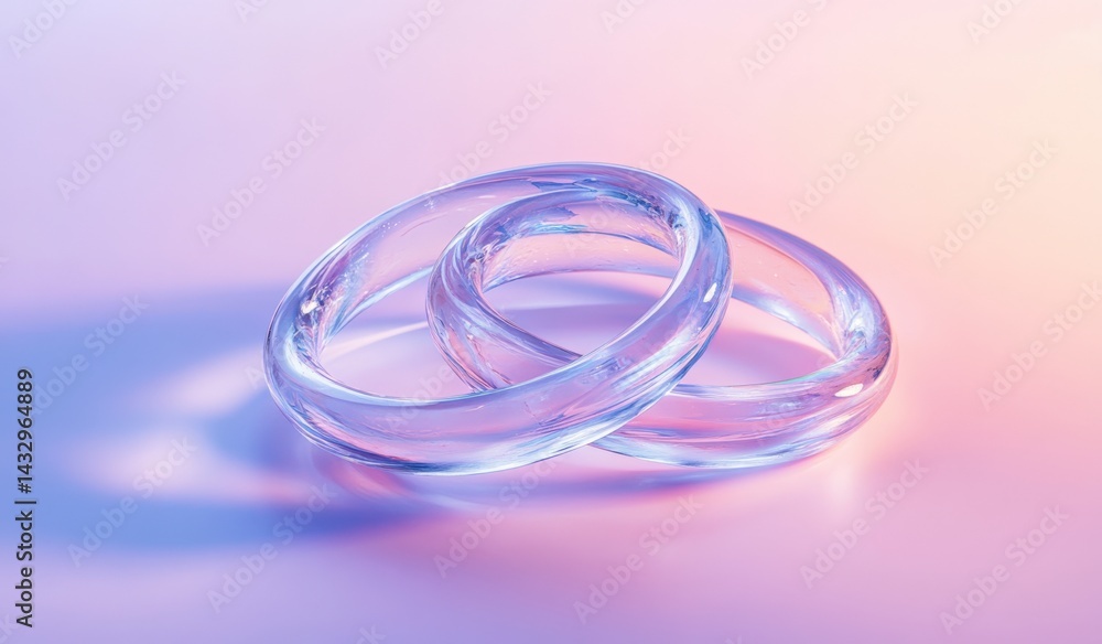 Glass rings linked together Glass rings linked together