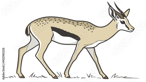 Springbok Line Drawing Isolated on White Background Vector